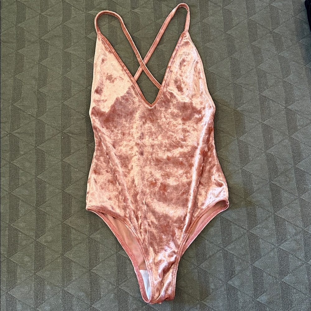 Blue Life Pink Crushed Velvet Bodysuit size XS